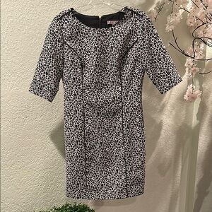 Banana Republic Black and White Sheath Dress 3/4 Sleeve